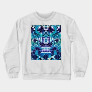 Aqua Summer Tie Dye Batik Wax Tie Die Print Crewneck Sweatshirt